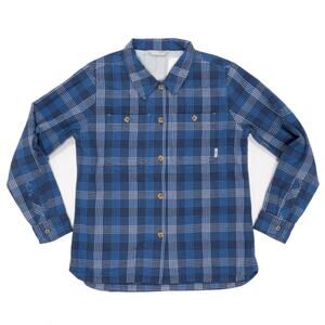 NWT Stio Hutkeeper Heavyweight Flannel Shirt In Mountain Shadow Plaid Blue Large